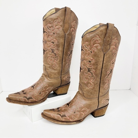 𝅺Circle G pita Fleur de leather embroidered cowboy boots - Picture 12 of 14